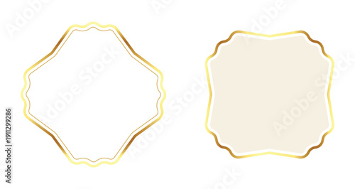 Two elegant gold frames, one with wavy border and second with smooth curved sides