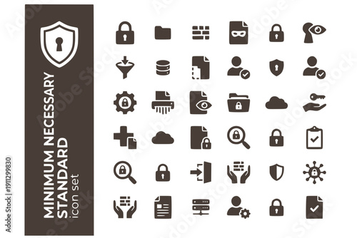 Minimum Necessary Standard Data-Minimization Limited-Disclosure Need-to-Know Minimal-PHI Necessary-Access HIPAA-Minimum Vector Icon Set - Minimum Necessary