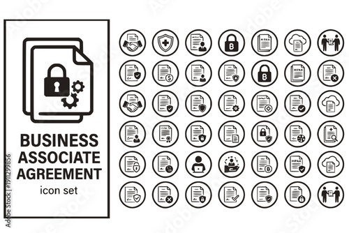 Business Associate Agreement BAA HIPAA-Agreement Vendor-Contract Associate-Agreement Business-Partner HIPAA-BAA Contract Vector Icon Set - HIPAA BAA