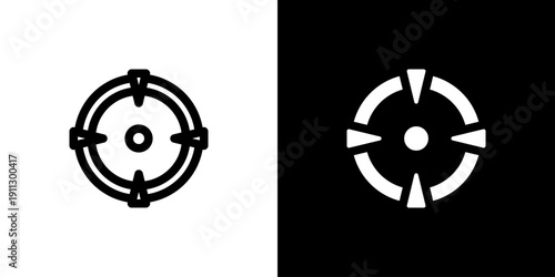 Target icon concept with flat Black White Background. Vector illustration.