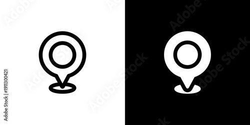 Pin icon concept with flat Black White Background. Vector illustration.