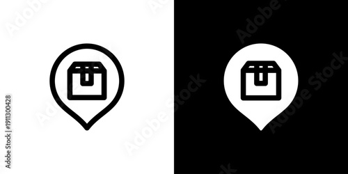 Package icon concept with flat Black White Background. Vector illustration.