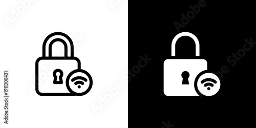 Smart Lock icon concept with flat Black White Background. Vector illustration.