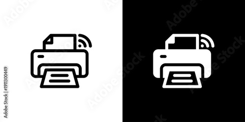 Printer icon concept with flat Black White Background. Vector illustration.