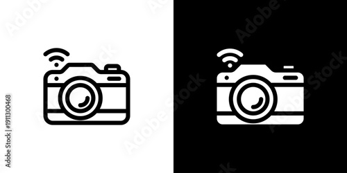 Camera icon concept with flat Black White Background. Vector illustration.