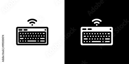 Wireless Keyboard icon concept with flat Black White Background. Vector illustration.