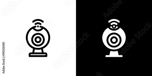 Webcam icon concept with flat Black White Background. Vector illustration.