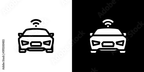 Smart Car icon concept with flat Black White Background. Vector illustration.