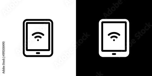 Tablet icon concept with flat Black White Background. Vector illustration.