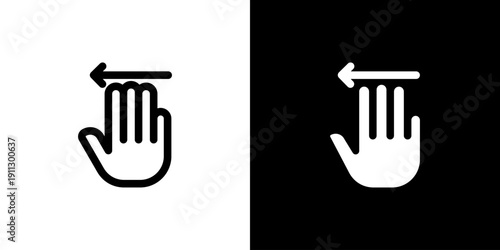 Swipe Left icon concept with flat Black White Background. Vector illustration.