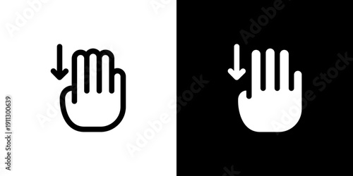 Swipe Down icon concept with flat Black White Background. Vector illustration.