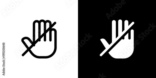 Dont Touch icon concept with flat Black White Background. Vector illustration.