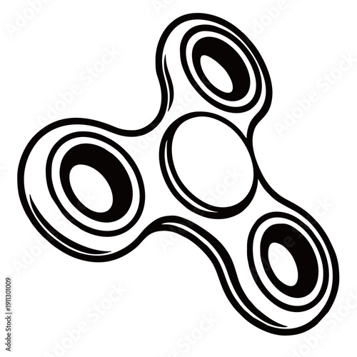 Fidget Spinner Icon Silhouette – Stress Relief Toy Line Art Illustration for Kids & Office Use