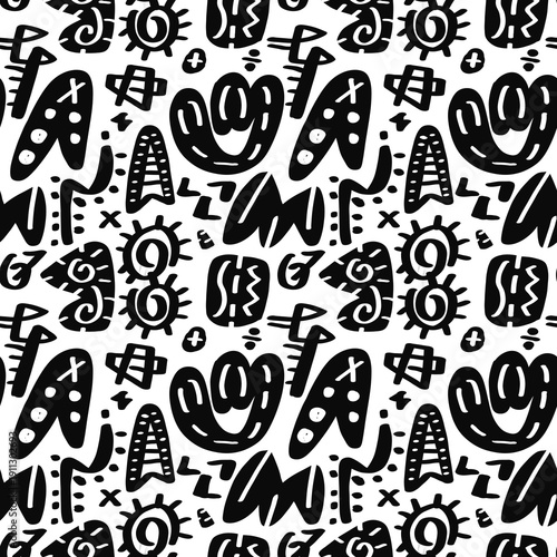 Doodle abstract ethnic pattern. tribal seamless pattern .illustration.
