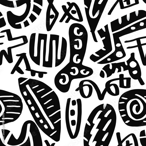 Doodle abstract ethnic pattern. tribal seamless pattern .illustration.