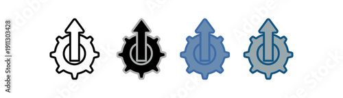 
advance technology icon set multiple style collection with up arrow and gear design