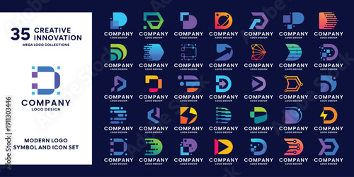 Collections of initial letter D logo design template.