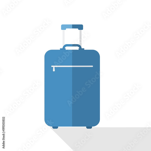 Blue rolling suitcase, travel concept illustration