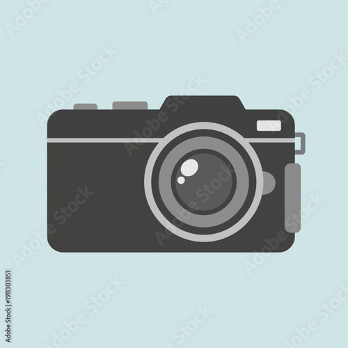 Digital camera icon, modern photography equipment, simple vector illustration