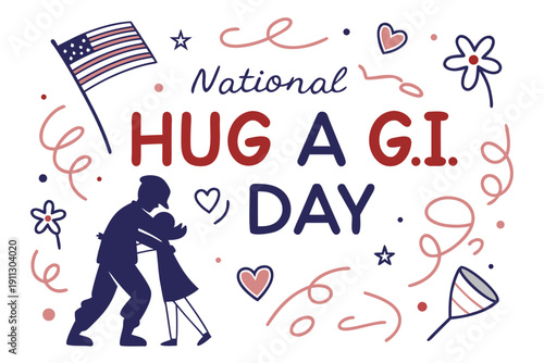 NATIONAL HUG A G.I. DAY vector illustration isolated on white background