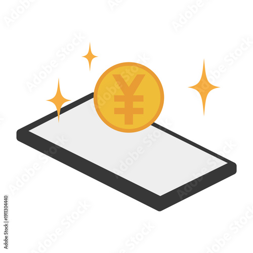 スマートフォンと日本円コインのキャッシュレス決済イメージ