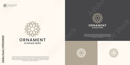 Luxury floral ornament logo design template.