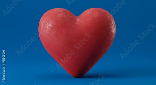 Red Heart on Blue Background