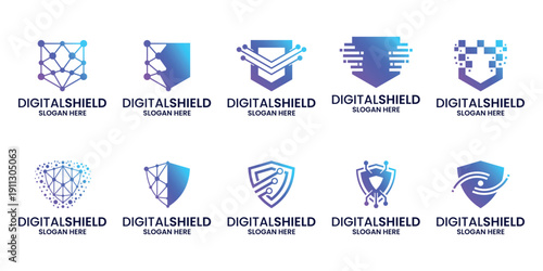 Collections of Shield database protection logo design. Data security logo design template
