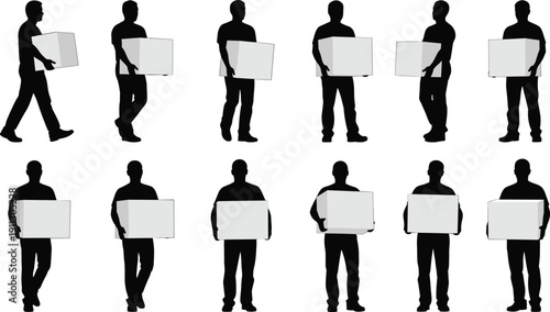 delivery, workers, carrying, boxes, logistics, moving, service, teamwork, silhouettes, transportation, cargo, warehouse, labor, shipping, people, handling, packages, distribution, industry, workflow