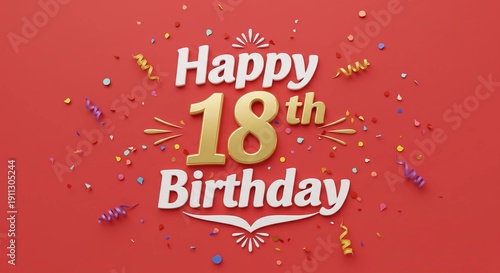 Happy 18th Birthday Celebration with Confetti