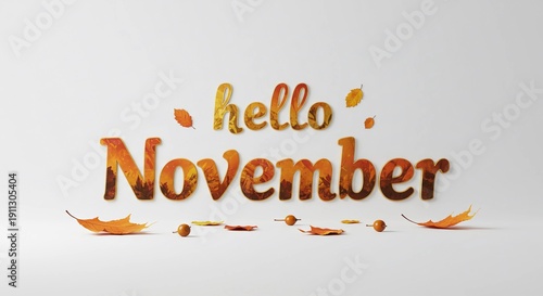 Hello November with Autumn Leaves