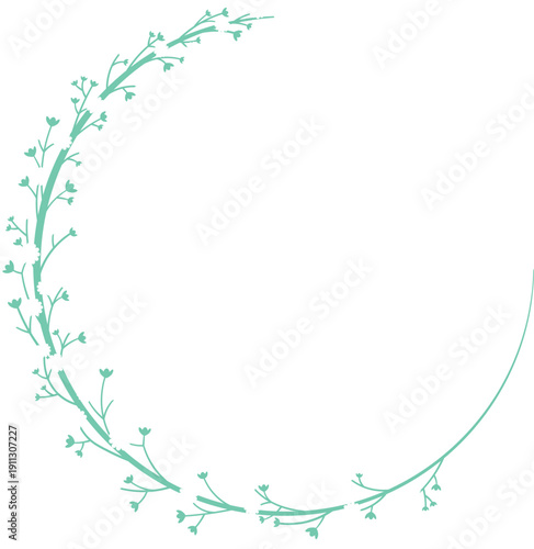 白いカスミソウが飾られた円形フレーム