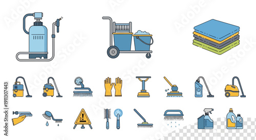 Cleaning Equipment and Supplies for Housekeeping.