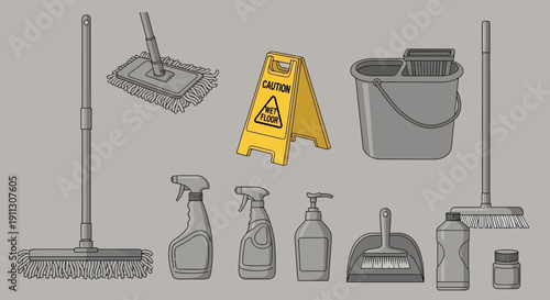 Cleaning Supplies and Equipment for Housekeeping.