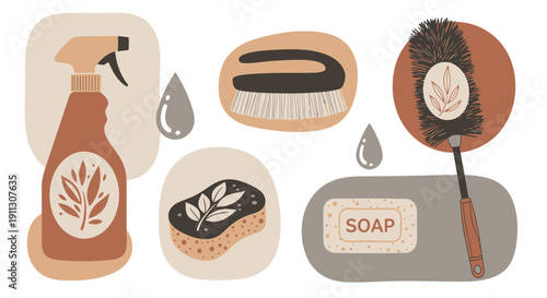 Assorted Soap and Cleaning Products Display.