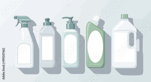 Cleaning Supplies Bottles and Containers.