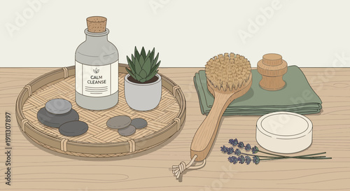 Bathroom Essentials and Spa Products Display.