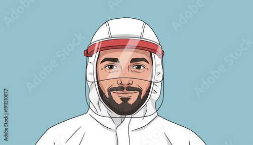 A healthcare worker shows a smile while wearing personal protective equipment in a hospital.