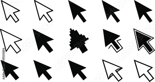 Cursor Icons: A collection of various cursor icons, each a distinct symbol representing the essential interface tool for digital navigation.