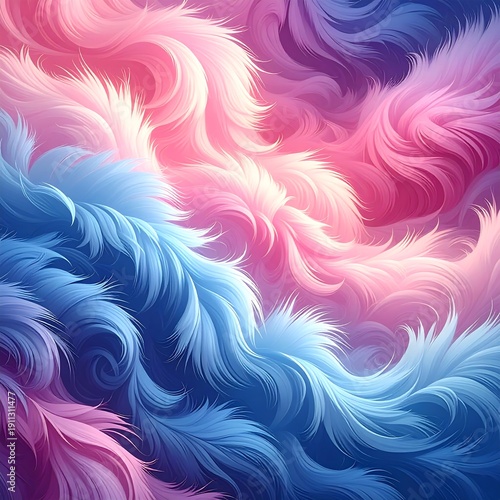 Swirling, pastel-hued fluffy textures, rendered with soft lighting