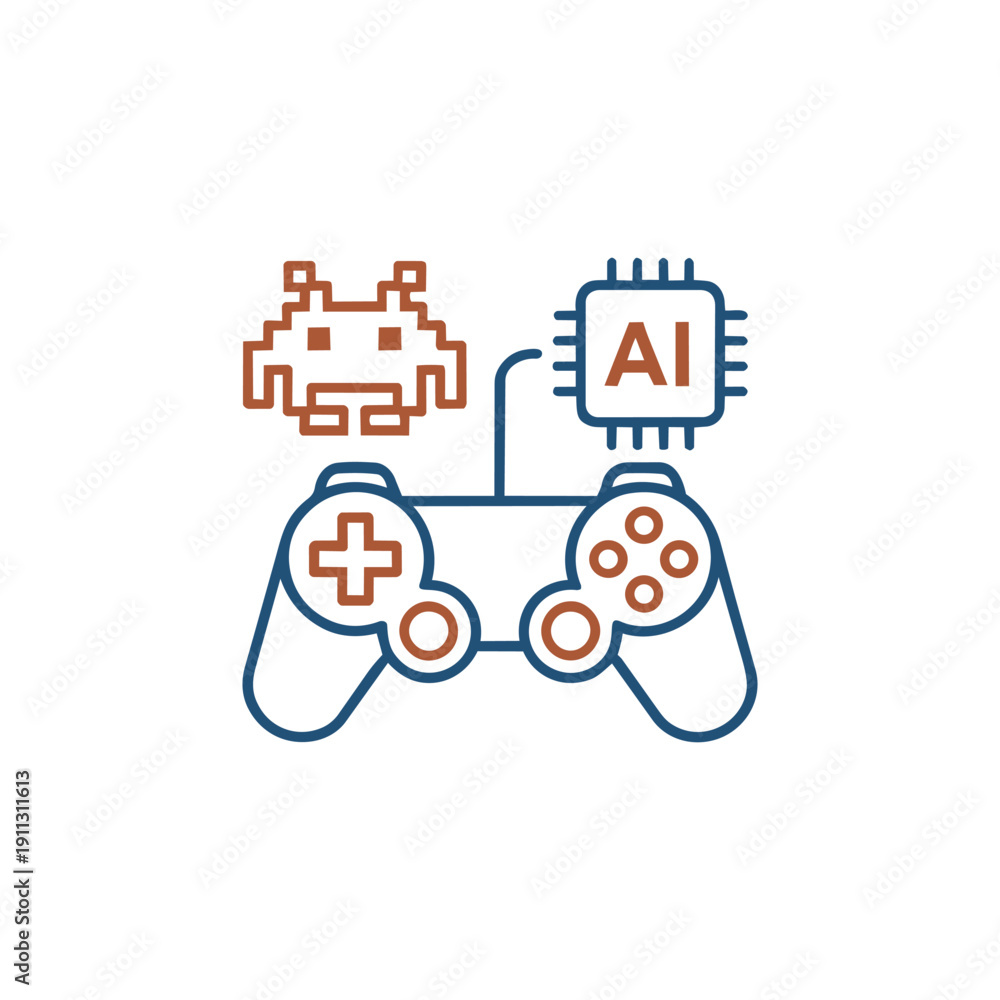 Obraz premium Gaming AI Artificial Intelligence Smart Game Development Technology