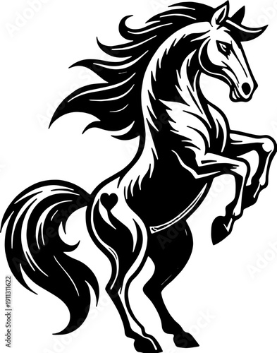 horse in heart vector illustration