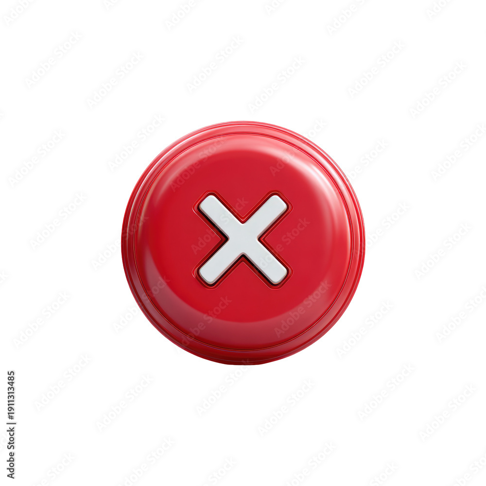 Fototapeta premium Red Circle with White Cross Symbol Isolated on Black