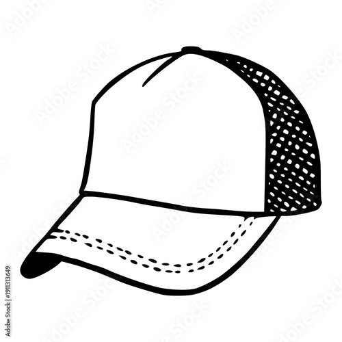 blank trucker hat template with mesh back illustration