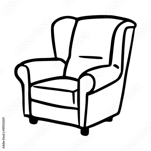 classic wingback armchair outline furniture icon
