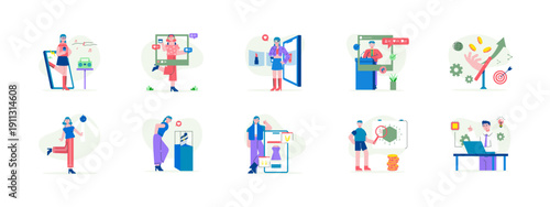 Set of 10 trendsetter illustrations packs. Flat vector concepts.