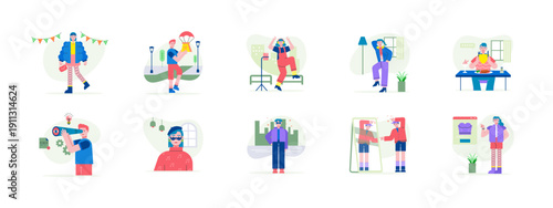 Set of 10 trendsetter illustrations packs. Flat vector concepts.