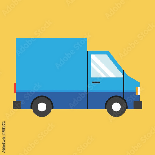Blue delivery truck cartoon illustration