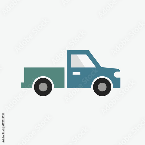 Flat design pickup truck icon, vector illustration
