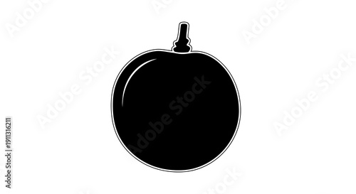 A simple black circle with a small protrusion at the top, resembling a balloon or a bubble.